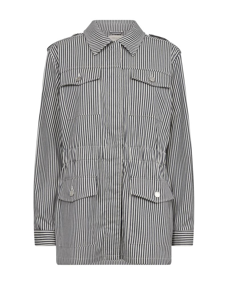 FQMELLA - STRIPED JACKET - BLUE AND WHITE