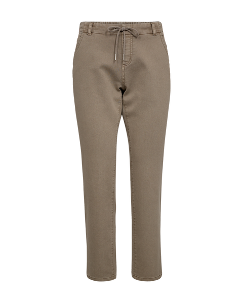 ◆Sienne◆ Marve Cotton Pants Khaki 10178520001 Satynowe spodnie WASHINGTON Marc Cain | Loose fit regular