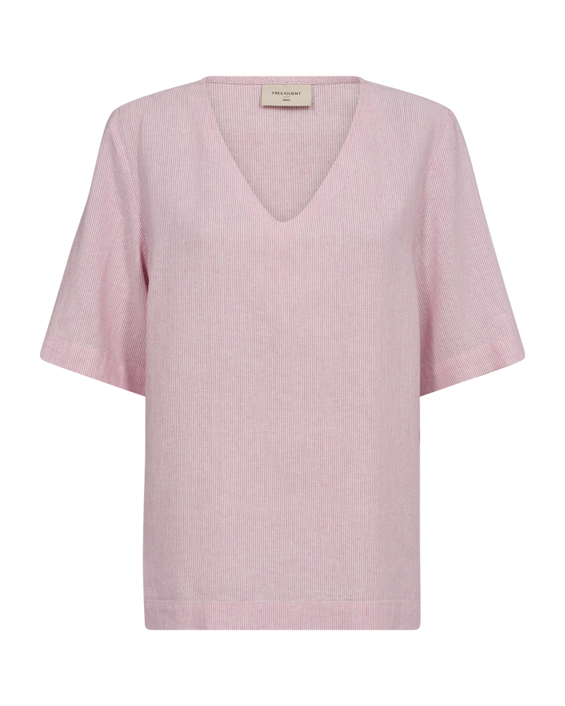 FQLAVA - STRIPED LINEN BLOUSE - WHITE AND ROSE