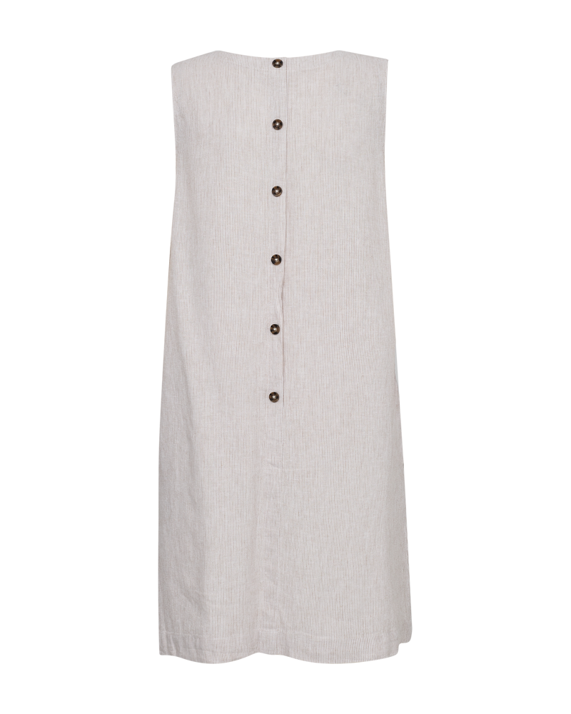 FQLAVA - LINEN DRESS - WHITE AND BROWN