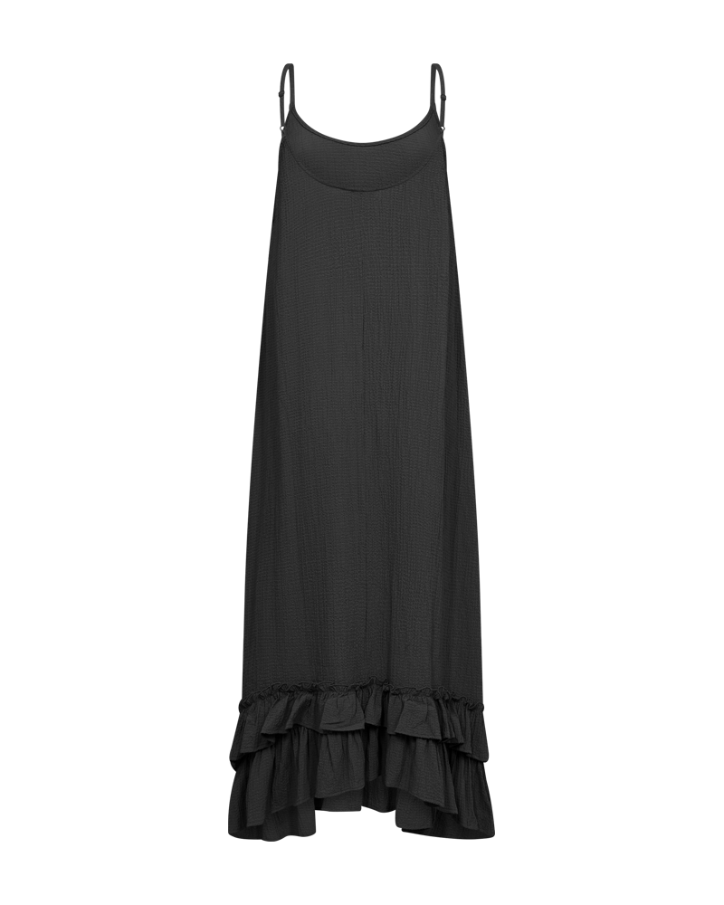 FQAMIA - DRESS WITH RUFFLES - BLACK