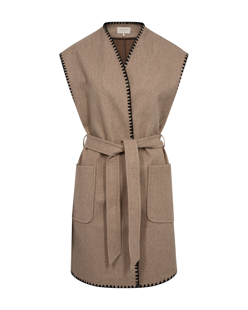 FQYANNA - WAISTCOAT - BLACK AND BEIGE