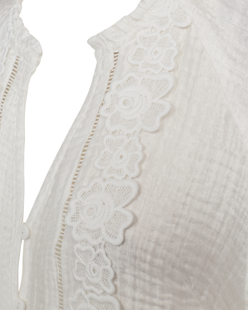 FQNORA - BLOUSE WITH LACES - WHITE