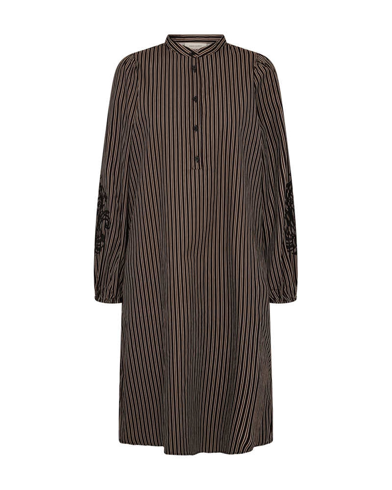 FQJOLIE - STRIPED DRESS - BLACK AND BROWN
