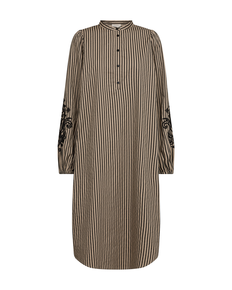 FQJOLIE - STRIPED DRESS - BLACK AND BEIGE