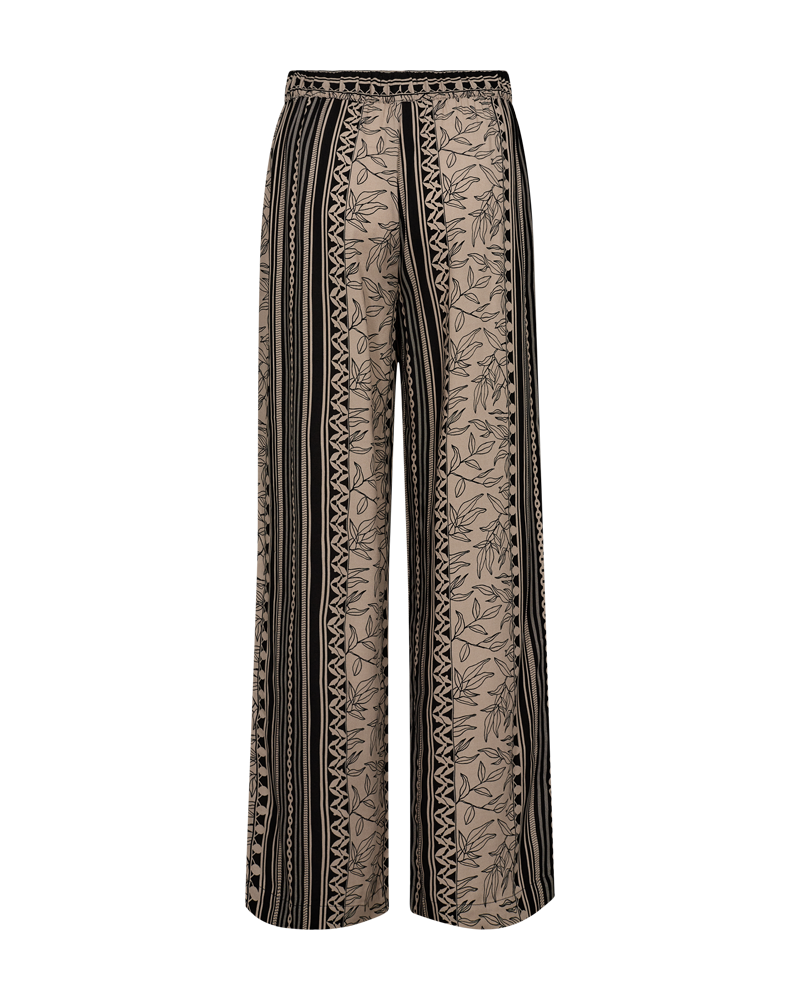 FQTIDY - PANTS WITH PRINT - BLACK AND BEIGE