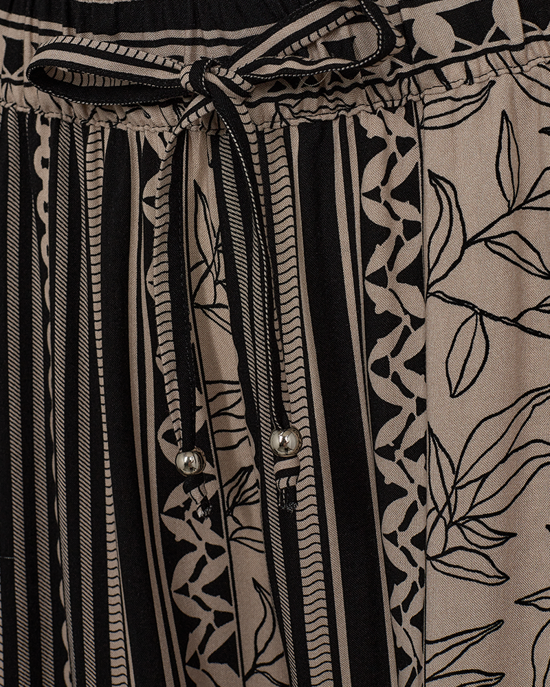 FQTIDY - PANTS WITH PRINT - BLACK AND BEIGE
