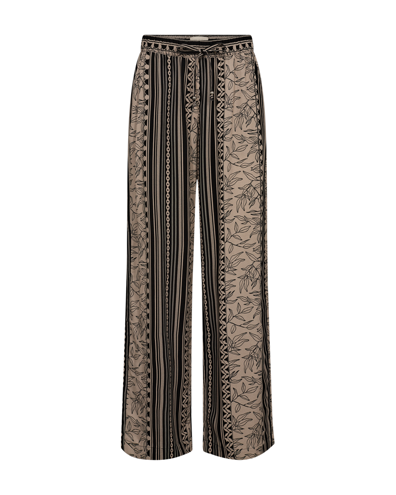 FQTIDY - PANTS WITH PRINT - BLACK AND BEIGE
