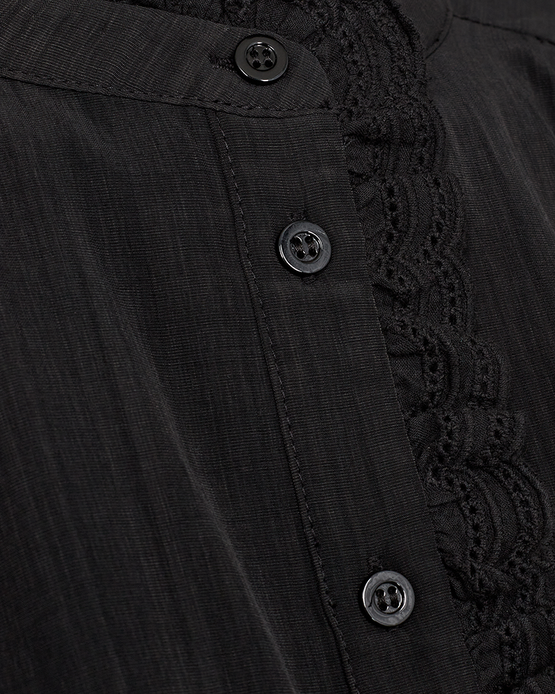 FQSEA - BLOUSE WITH RUFFLE DETAILS - BLACK