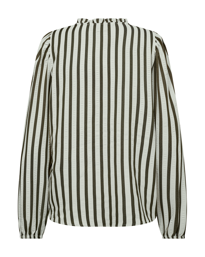 Fqnoto - gestreepte blouse - wit en groen