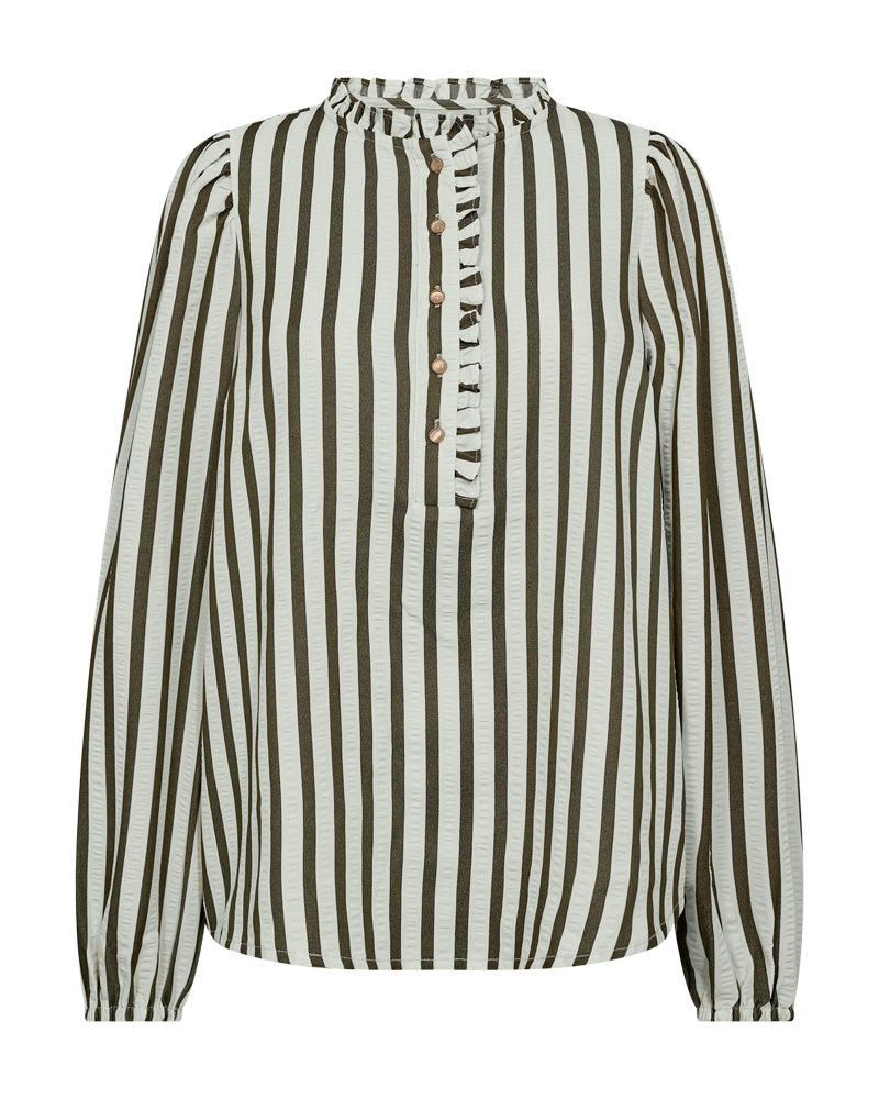 Fqnoto - gestreepte blouse - wit en groen