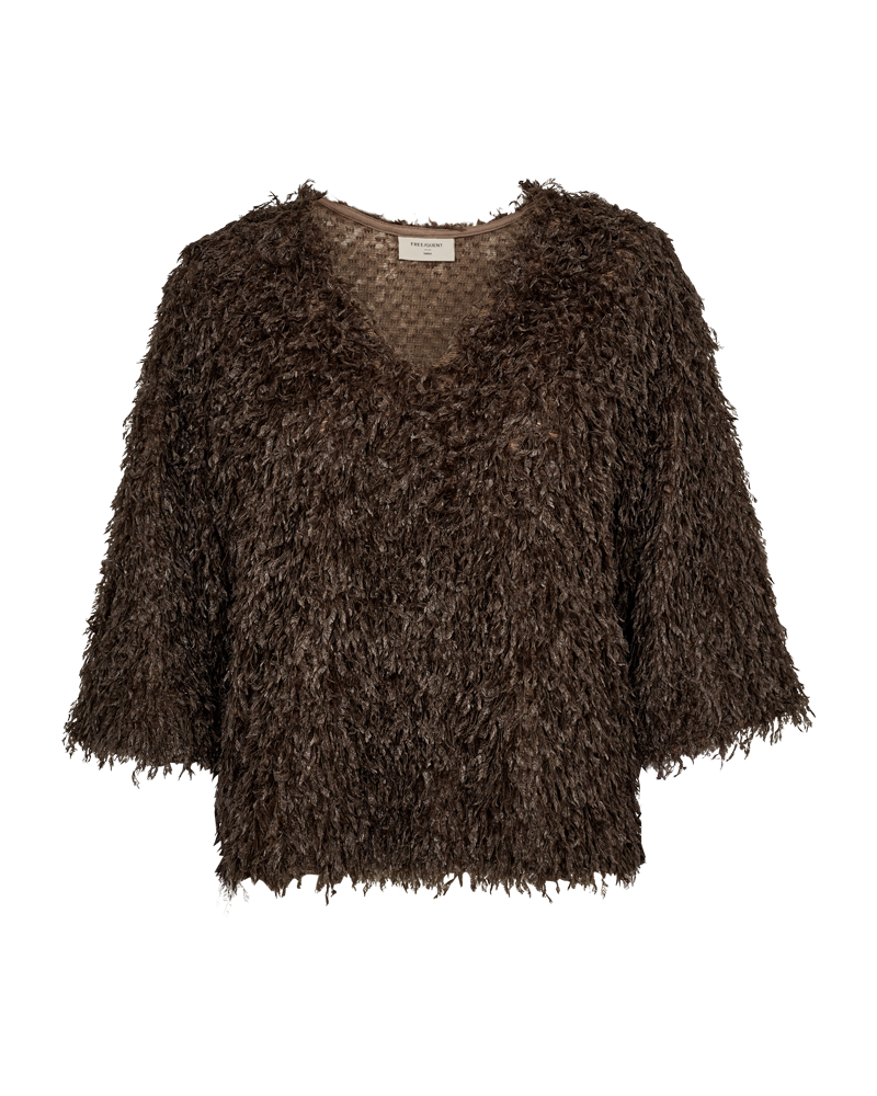 FQNOLA - BLOUSE IN VELOUR QUALITY - BROWN