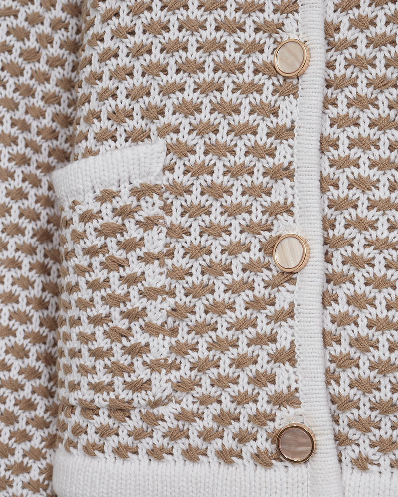FQCOTLA - CARDIGAN - BEIGE,WHITE