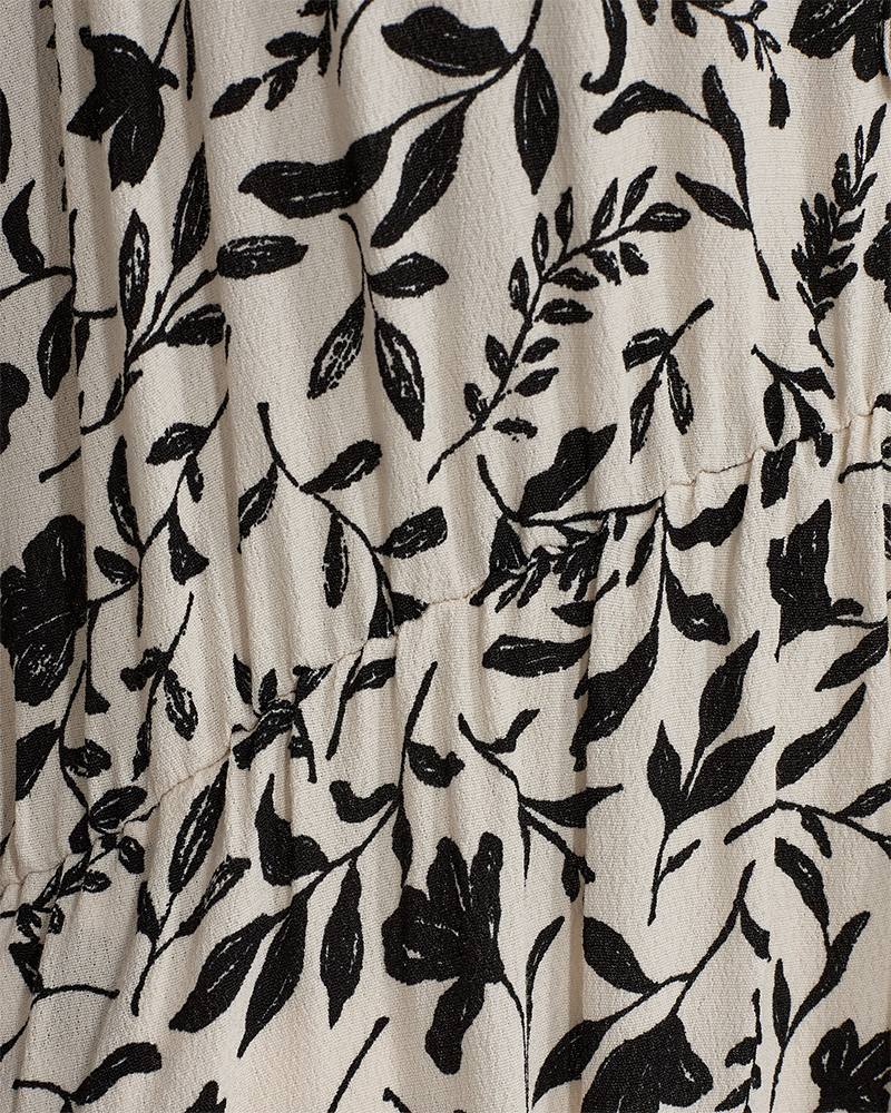 FQLOVY - FLORAL DRESS - BEIGE AND BLACK