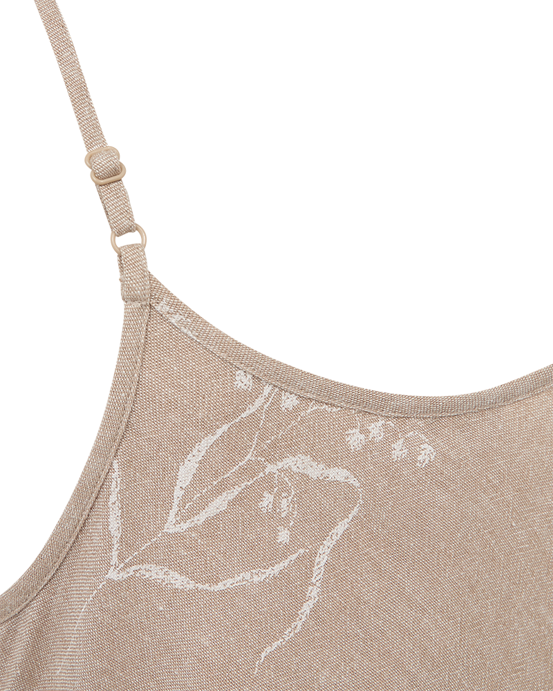 Fqlaluna - jurk met bloemenprint - beige en wit