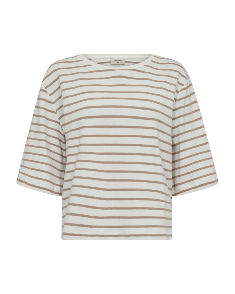 FQMILA - T-SHIRT - WHITE AND BROWN