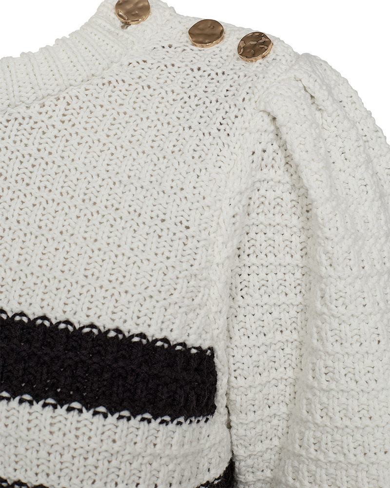 FQCOTLA - KNITTED PULLOVER - WHITE AND BLACK