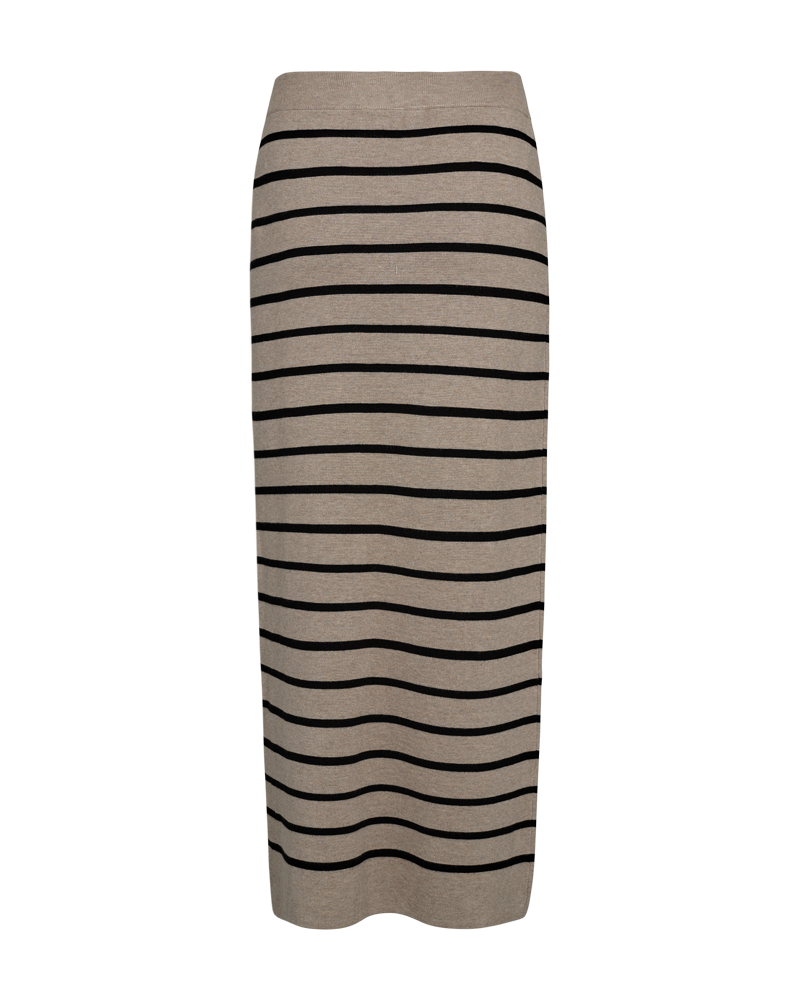 Fqani - gebreide rok met strepen - beige en zwart