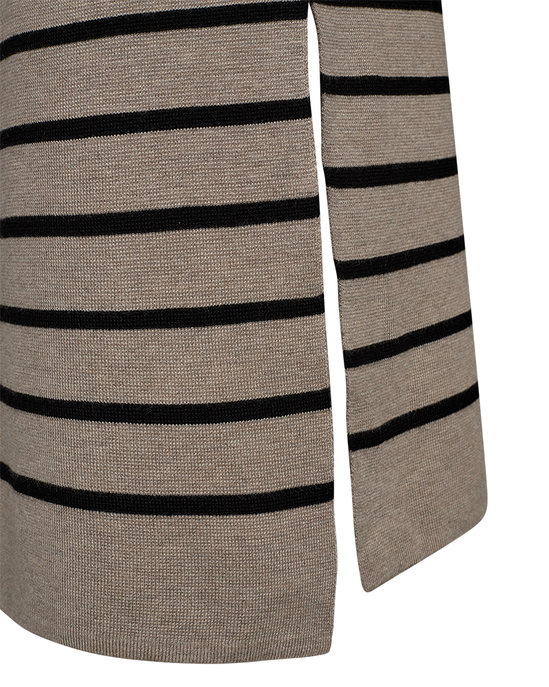Fqani - gebreide rok met strepen - beige en zwart