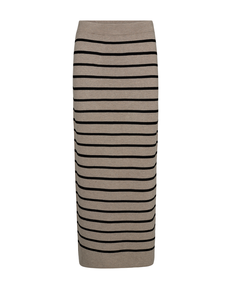 Fqani - gebreide rok met strepen - beige en zwart