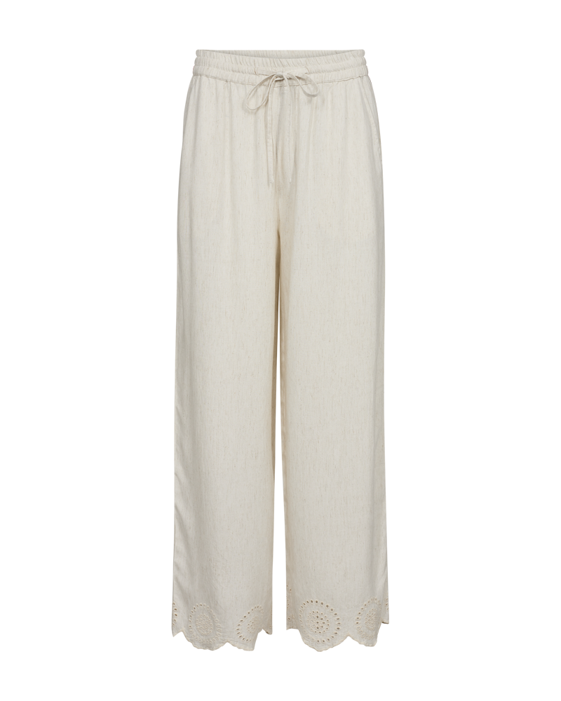 Fqlinus - broek met borduurwerk anglaise - beige