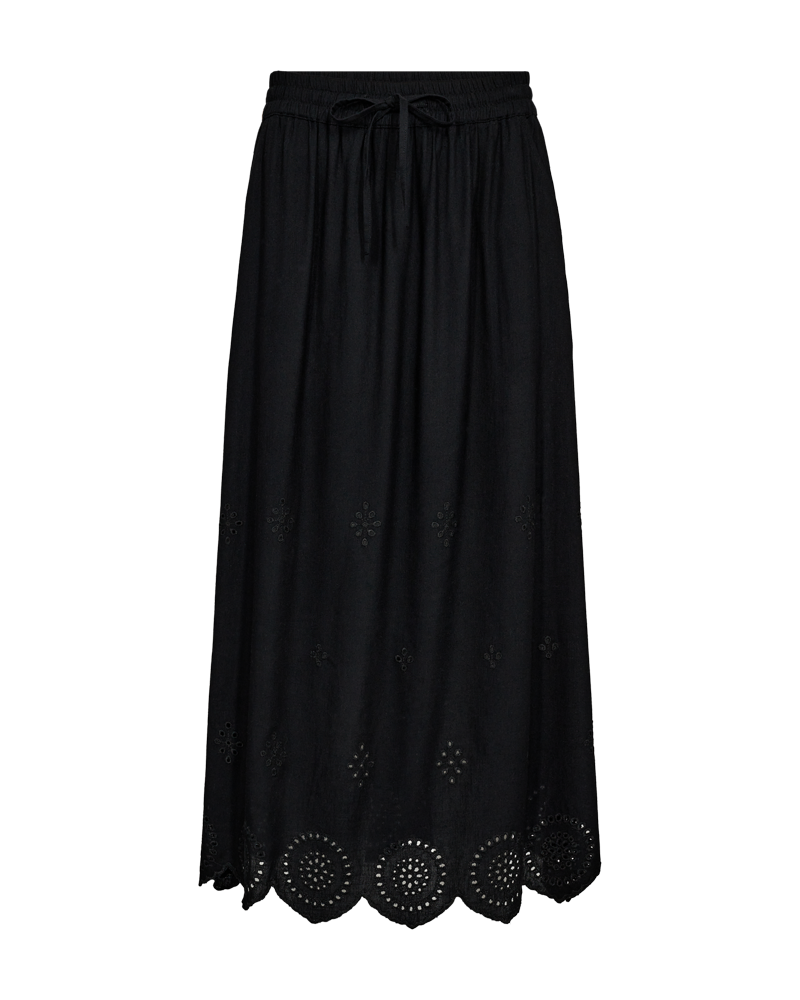 FQLINUS - SKIRT WITH EMBROIDERY ANGLAISE - BLACK