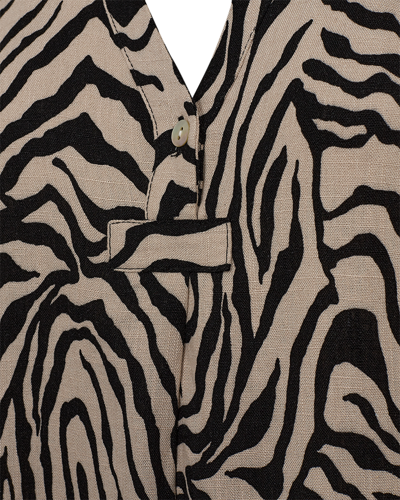 FQLARIN - BLOUSE WITH PRINT - BEIGE AND BLACK