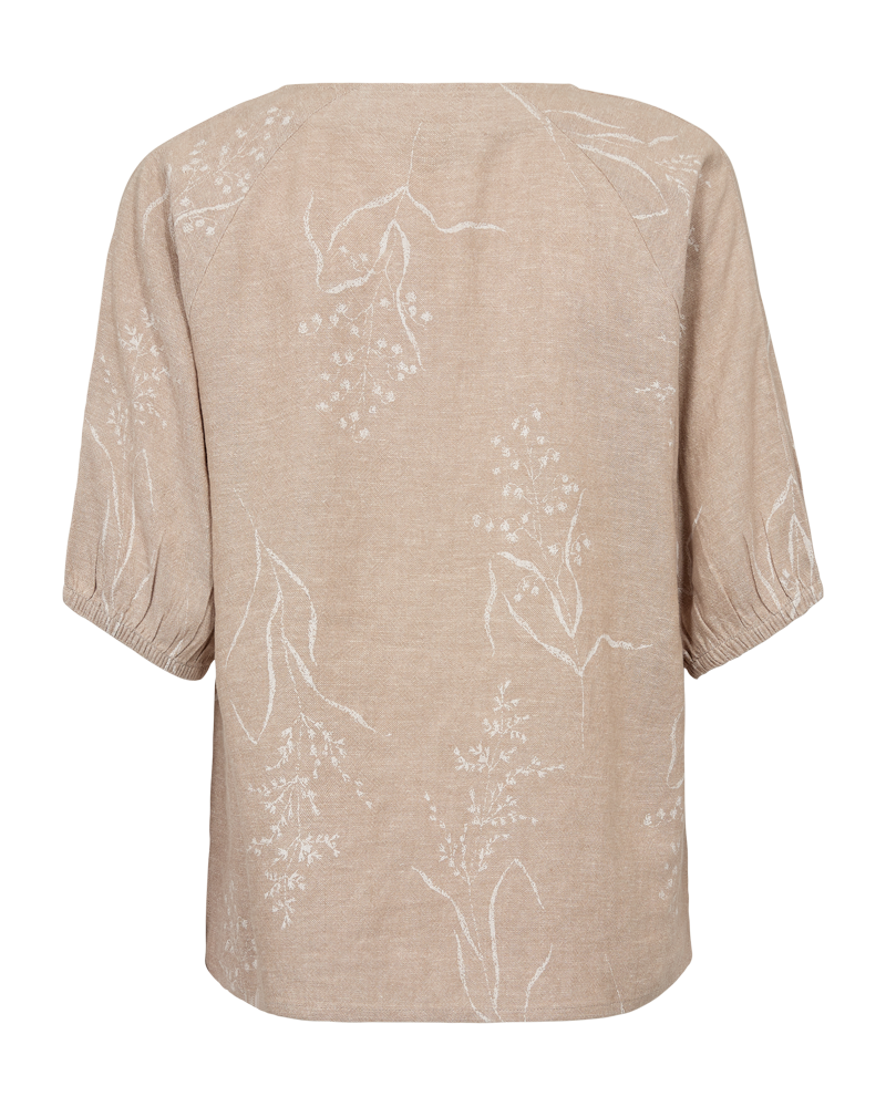 FQLALUNA - SHIRT WITH FLORAL PRINT - BEIGE AND WHITE