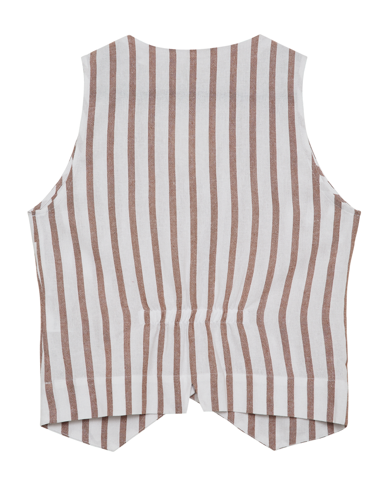 FQLAVISCO - STRIPED WAISTCOAT - WHITE AND BROWN