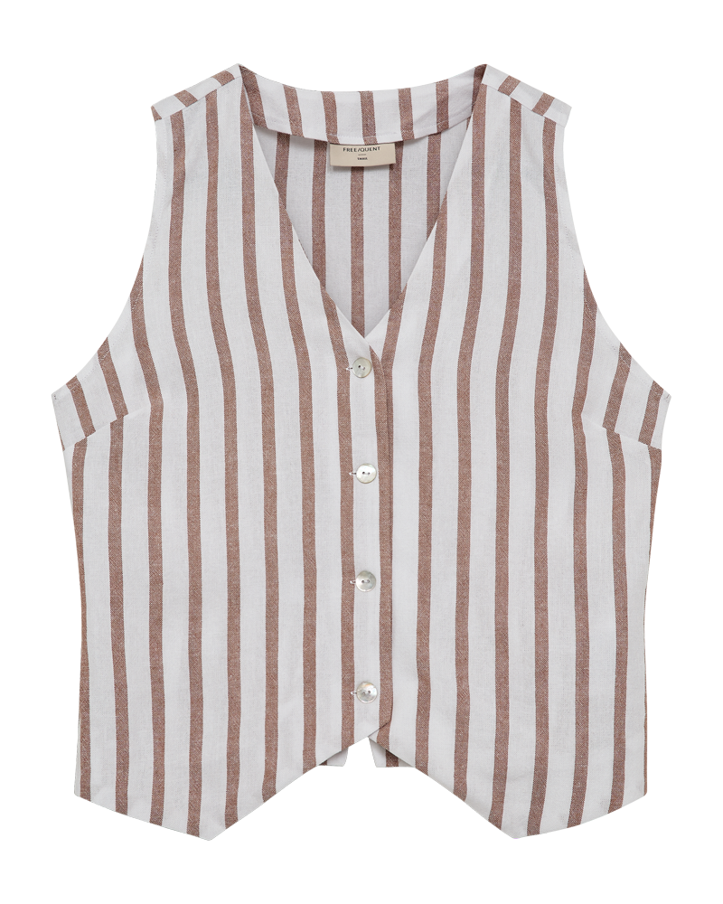 FQLAVISCO - STRIPED WAISTCOAT - WHITE AND BROWN