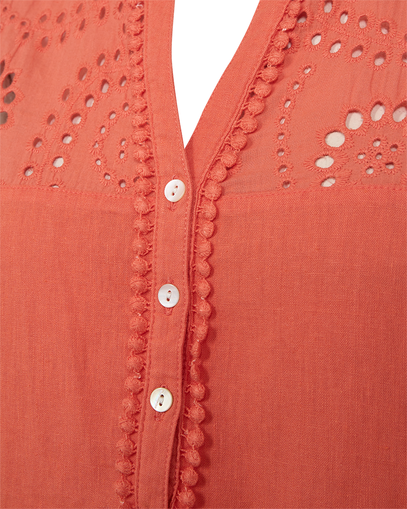 FQLOUIS - BLOUSE WITH LACE - ORANGE