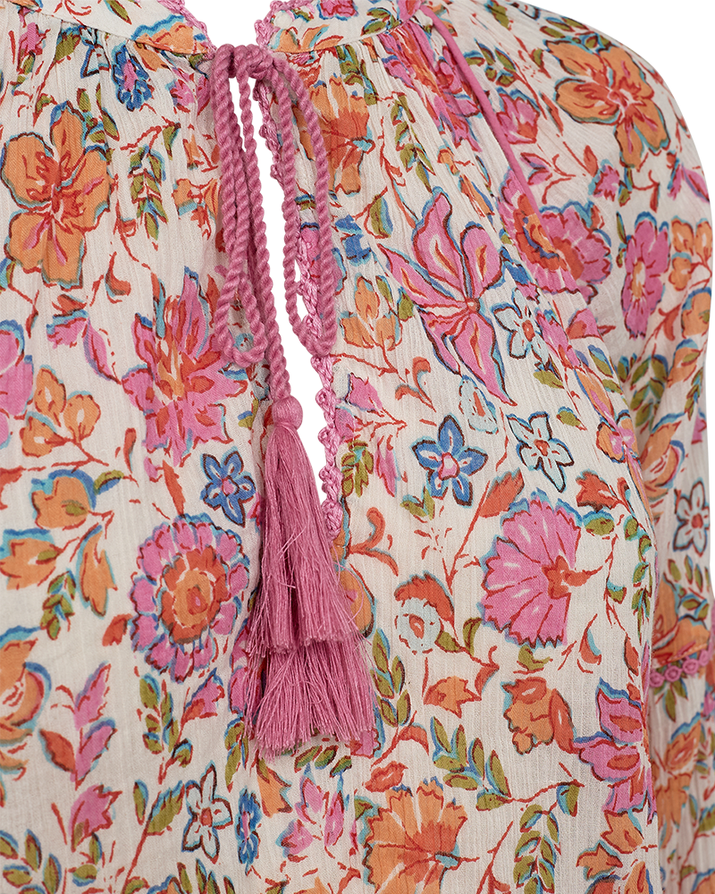 FQCARIN - FLORAL BLOUSE - WHITE AND ROSE