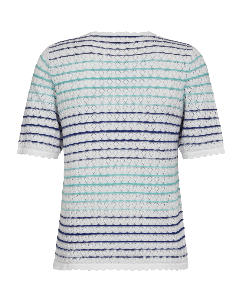 FQGINA - PULLOVER WITH KNITTED PATTERN - WHITE AND BLUE
