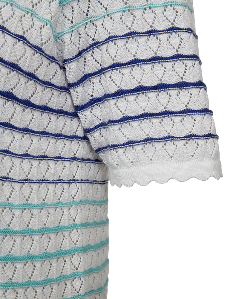 FQGINA - PULLOVER WITH KNITTED PATTERN - WHITE AND BLUE