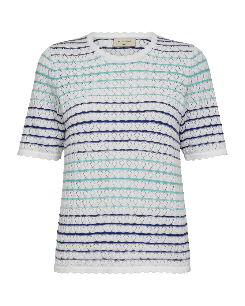 FQGINA - PULLOVER WITH KNITTED PATTERN - WHITE AND BLUE