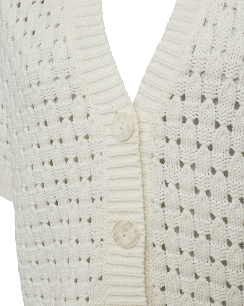 FQFLOTTA - KNITTED CARDIGAN - WHITE