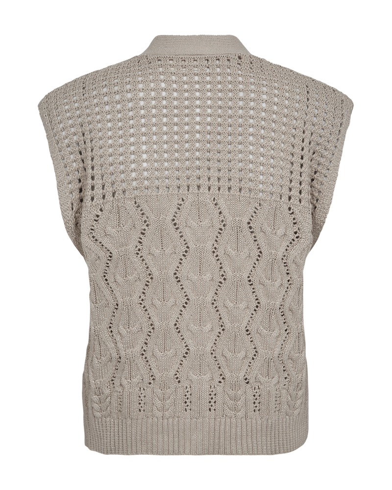 Fqlimbo - gebreide vest - beige en metallic goud