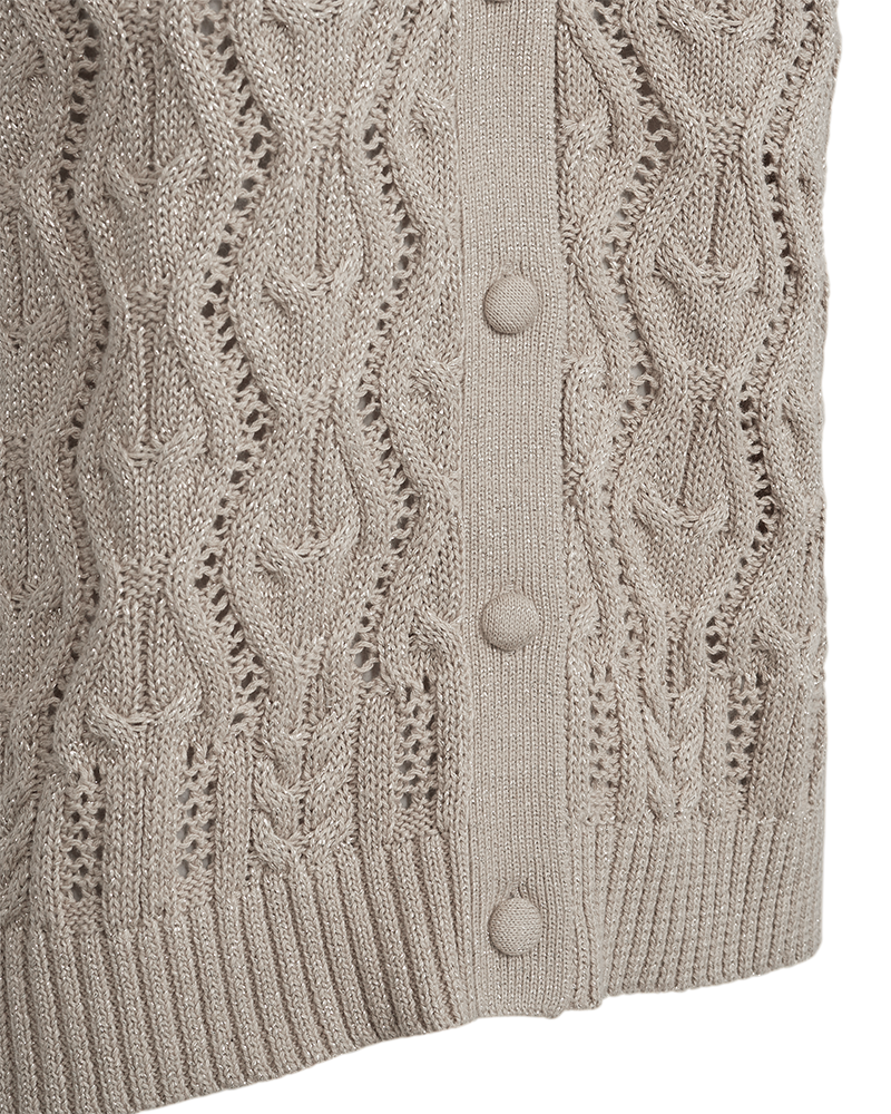 Fqlimbo - gebreide vest - beige en metallic goud