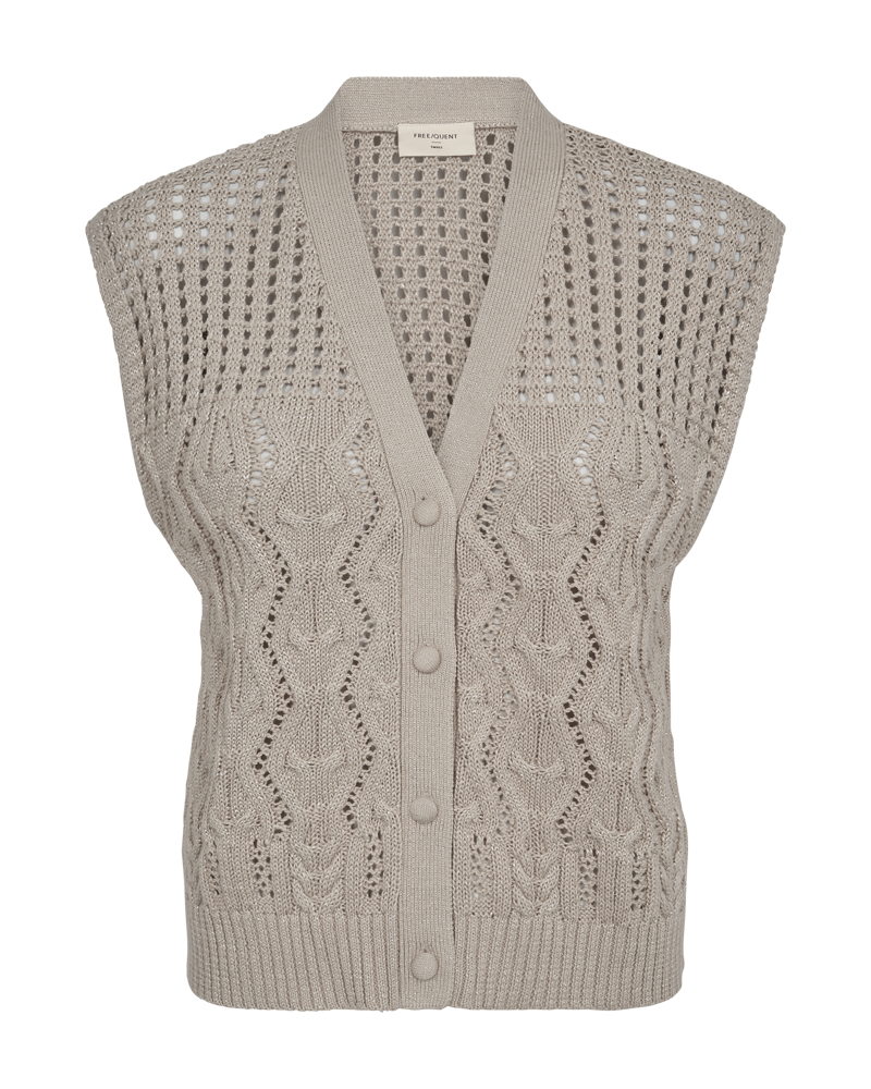 Fqlimbo - gebreide vest - beige en metallic goud