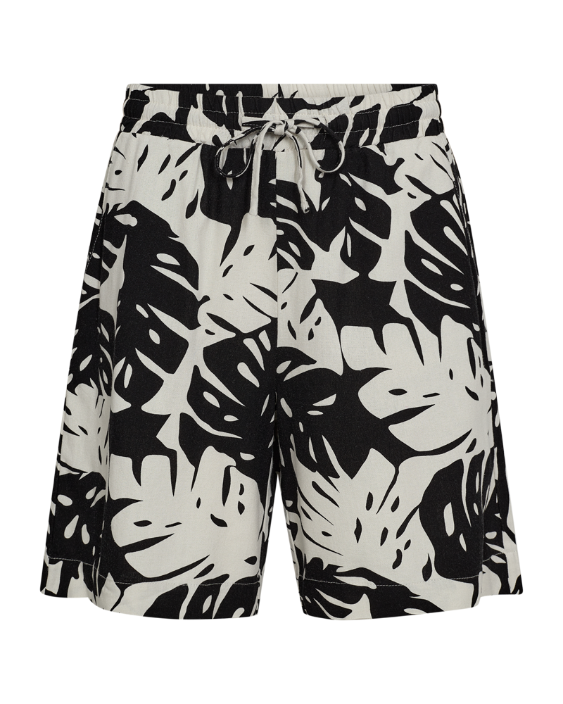 FQLAVISCO - FLORAL SHORTS - BEIGE AND BLACK