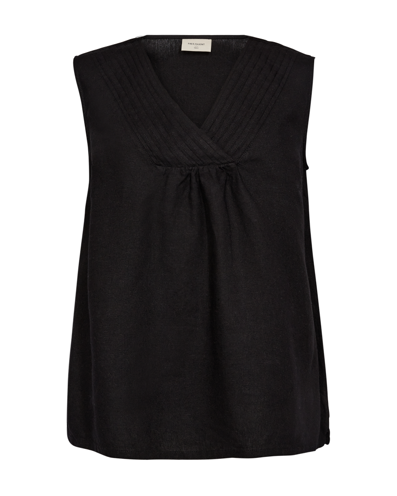 FQLAVA - LINEN TOP - BLACK