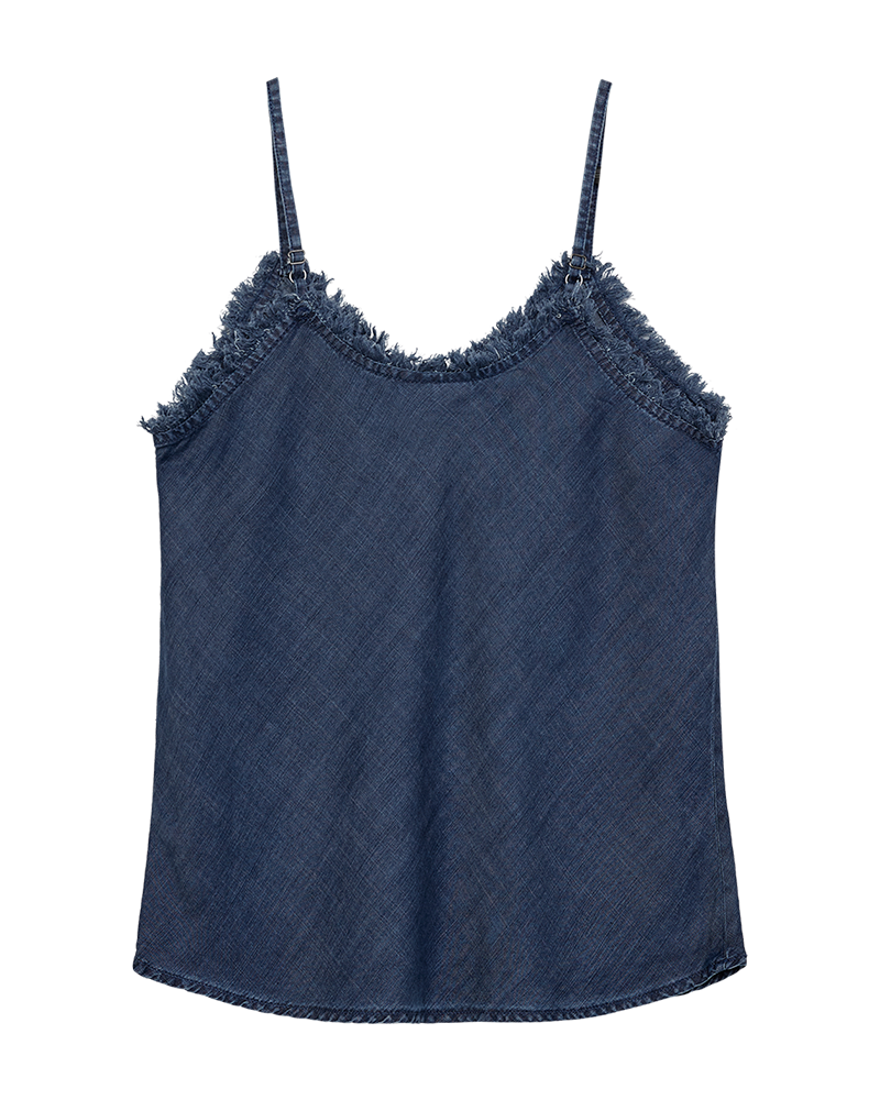 Fqrenna - top met randdetails - blauw
