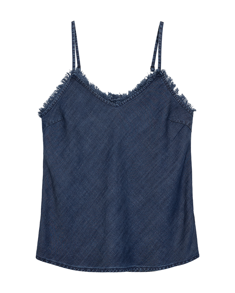 Fqrenna - top met randdetails - blauw