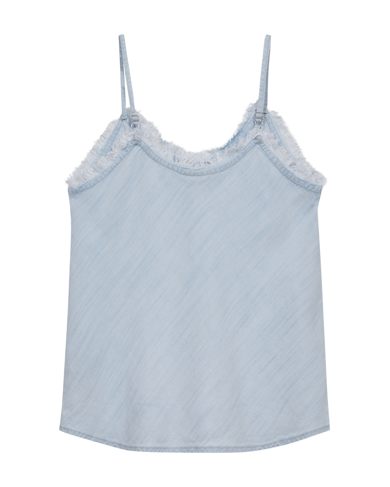 Fqrenna - top met randdetails - blauw