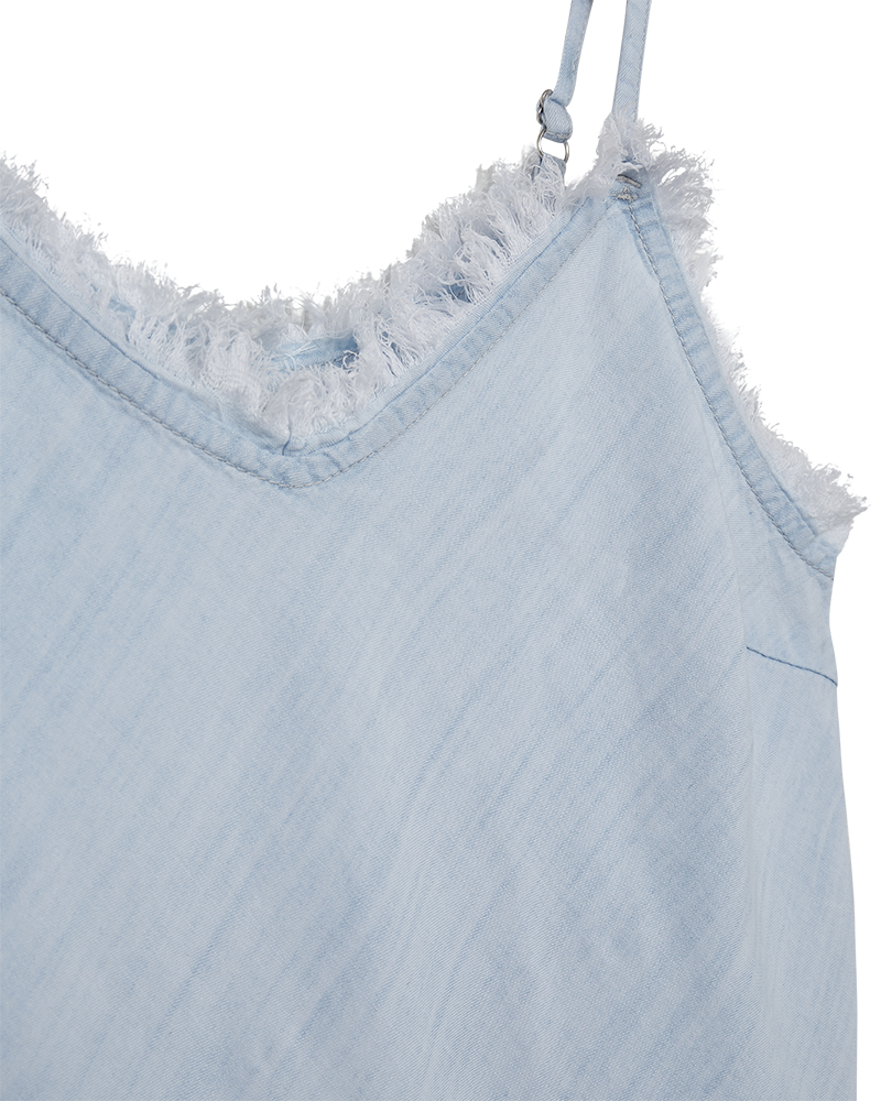 Fqrenna - top met randdetails - blauw