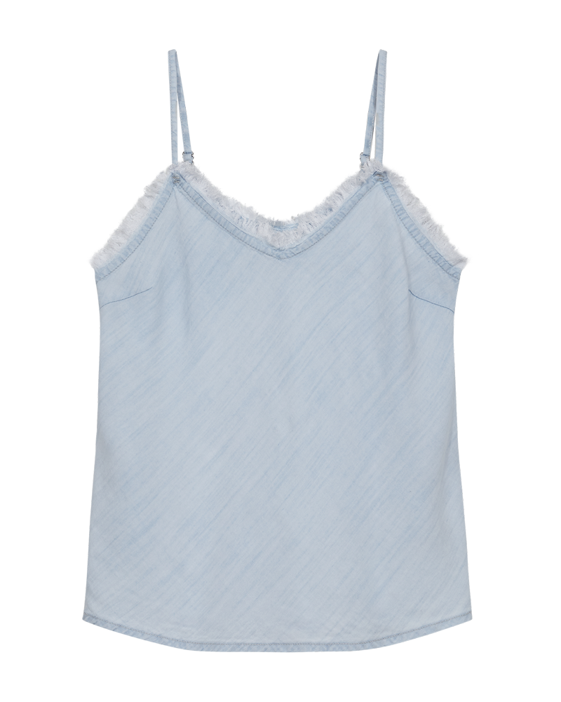 Fqrenna - top met randdetails - blauw