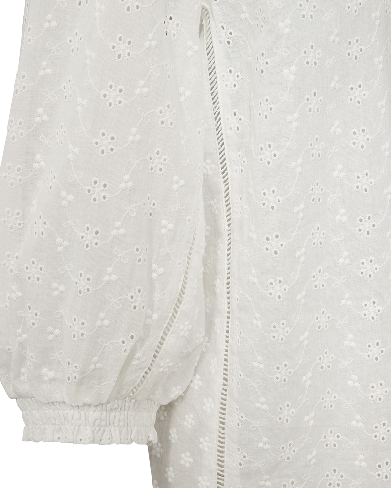 FQDIVA - BLOUSE WITH FLORAL HOLE PATTERN - WHITE