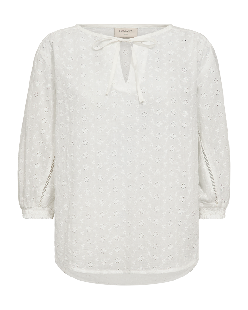 FQDIVA - BLOUSE WITH FLORAL HOLE PATTERN - WHITE