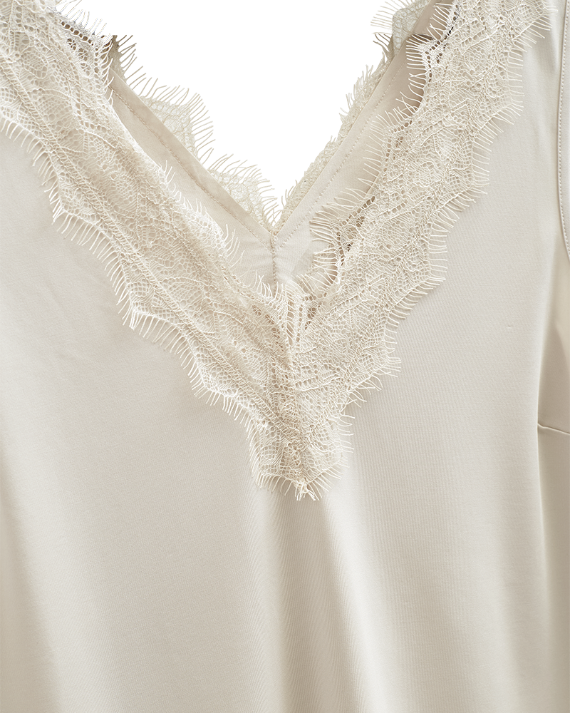 FQBICCO - LACE TOP - BEIGE