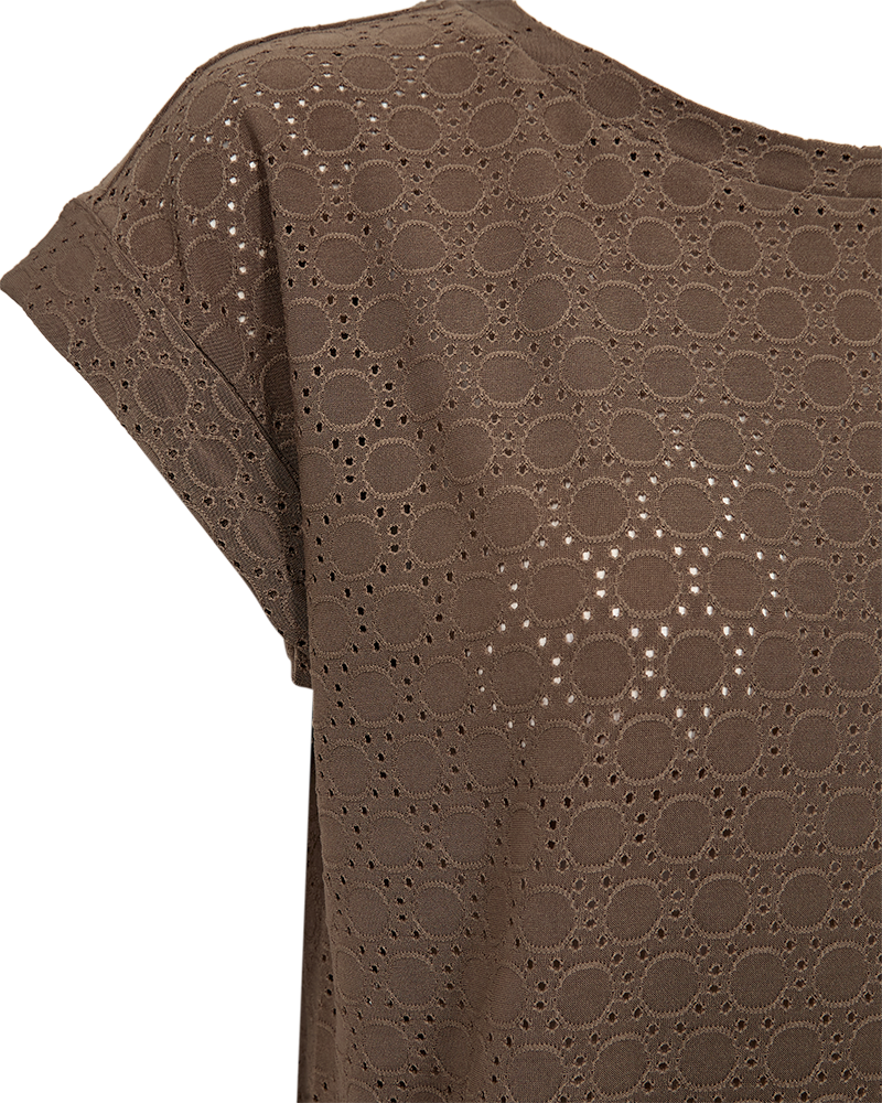 FQBLOND - T-SHIRT WITH HOLE PATTERN - BROWN